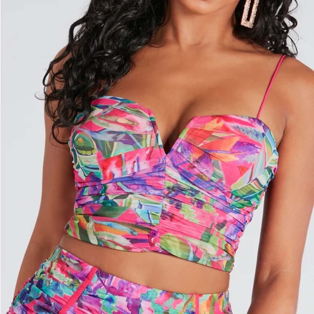 Windsor Maldives Please Tropical Mesh Bustier Cami Tank